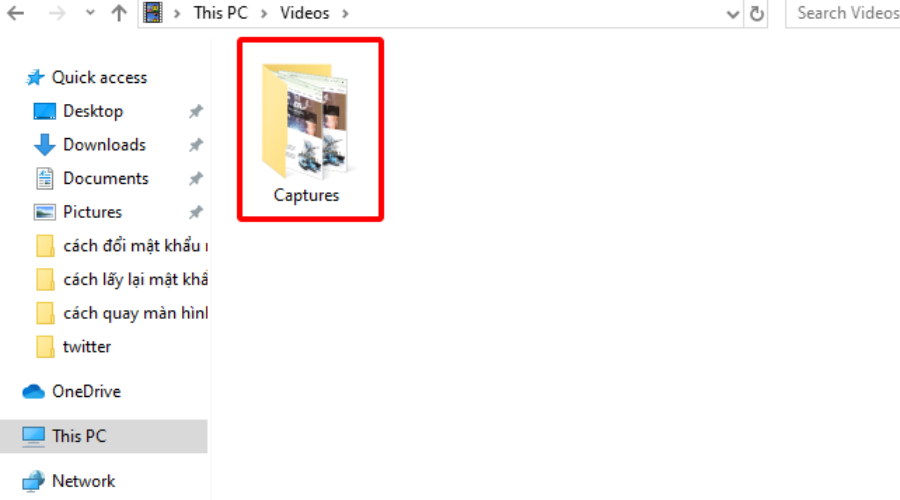 Vào Video trong This PC và chọn thư mục Capture để xem những video ghi màn hình